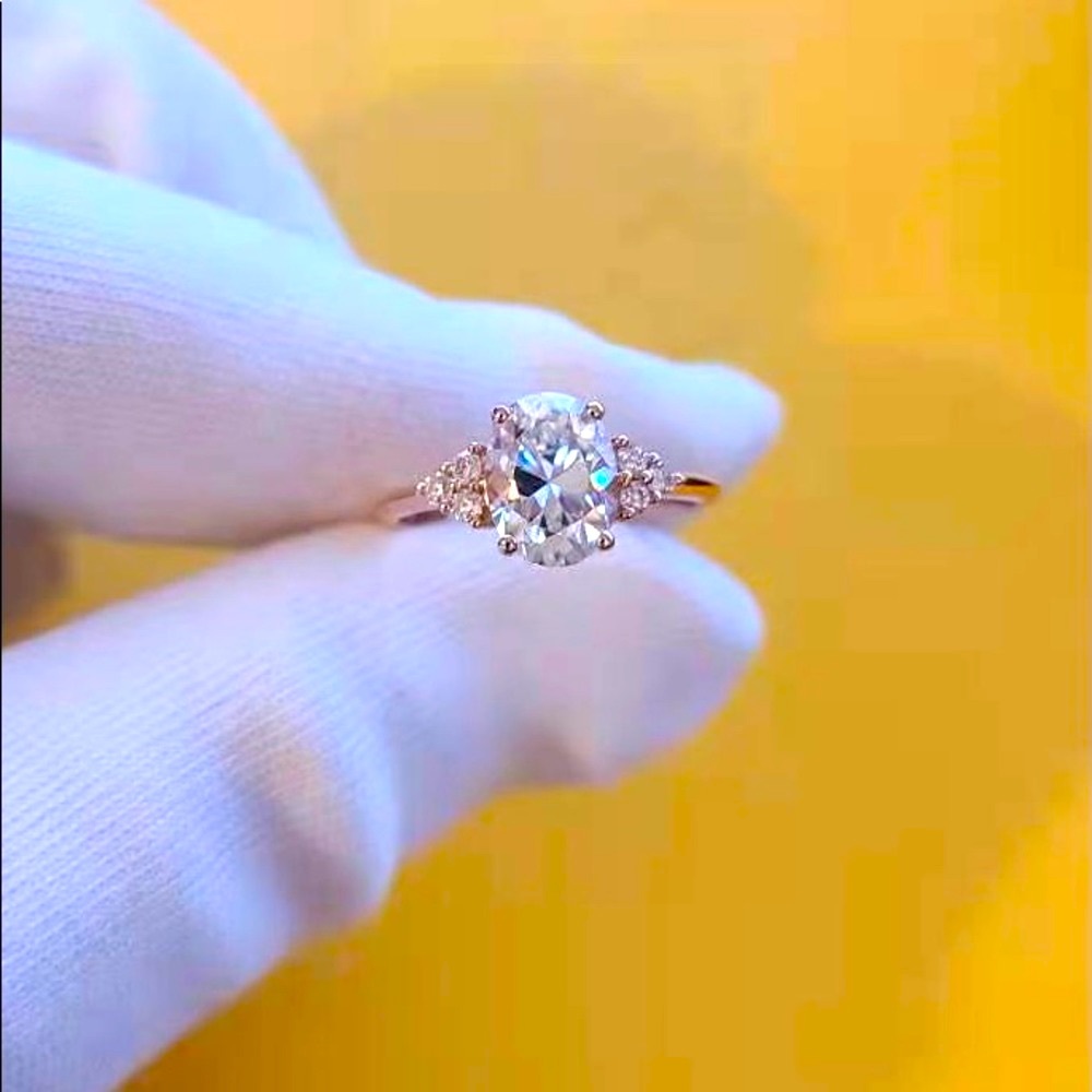 Solid 14k rose gold 1.5 carats oval ring